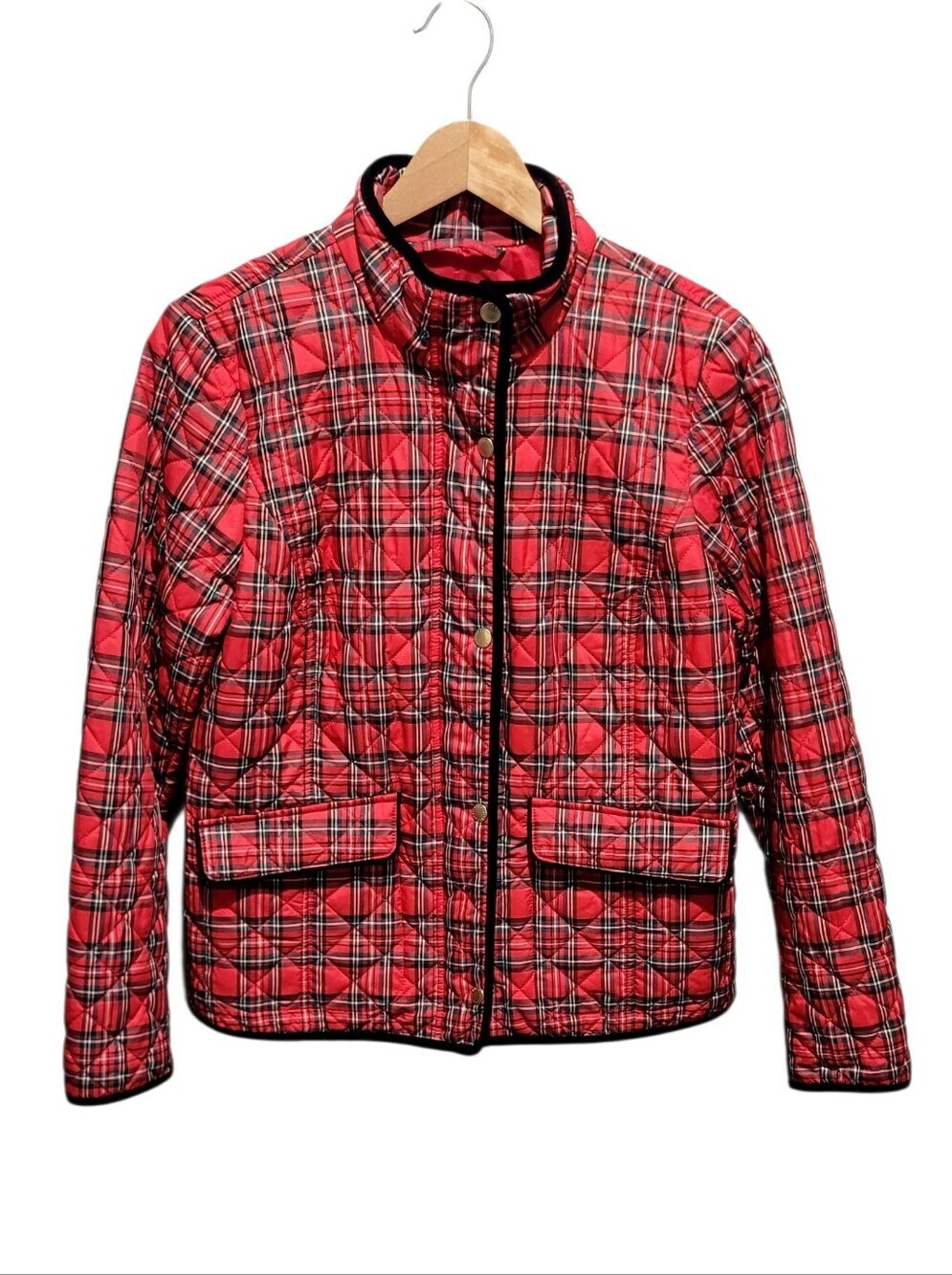 Talbots Apple Cider Plaid Quilted Jacket XS Red Tartan Snap Zip Front - Picture 3 of 11
